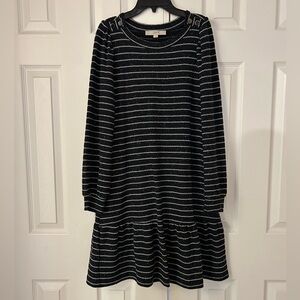 LOFT navy striped dress Medium